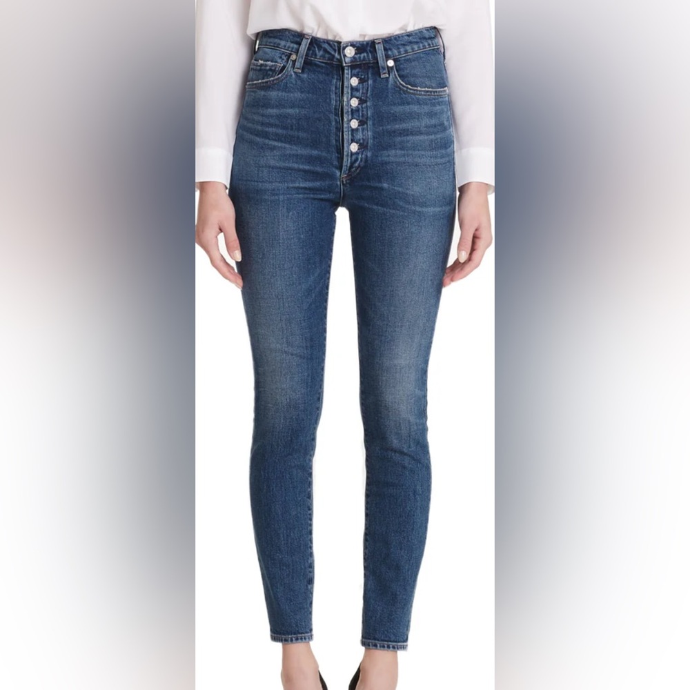 Citizens of Humanity Olivia Exposed Button Fly High-Rise Slim Ankle stretch 28